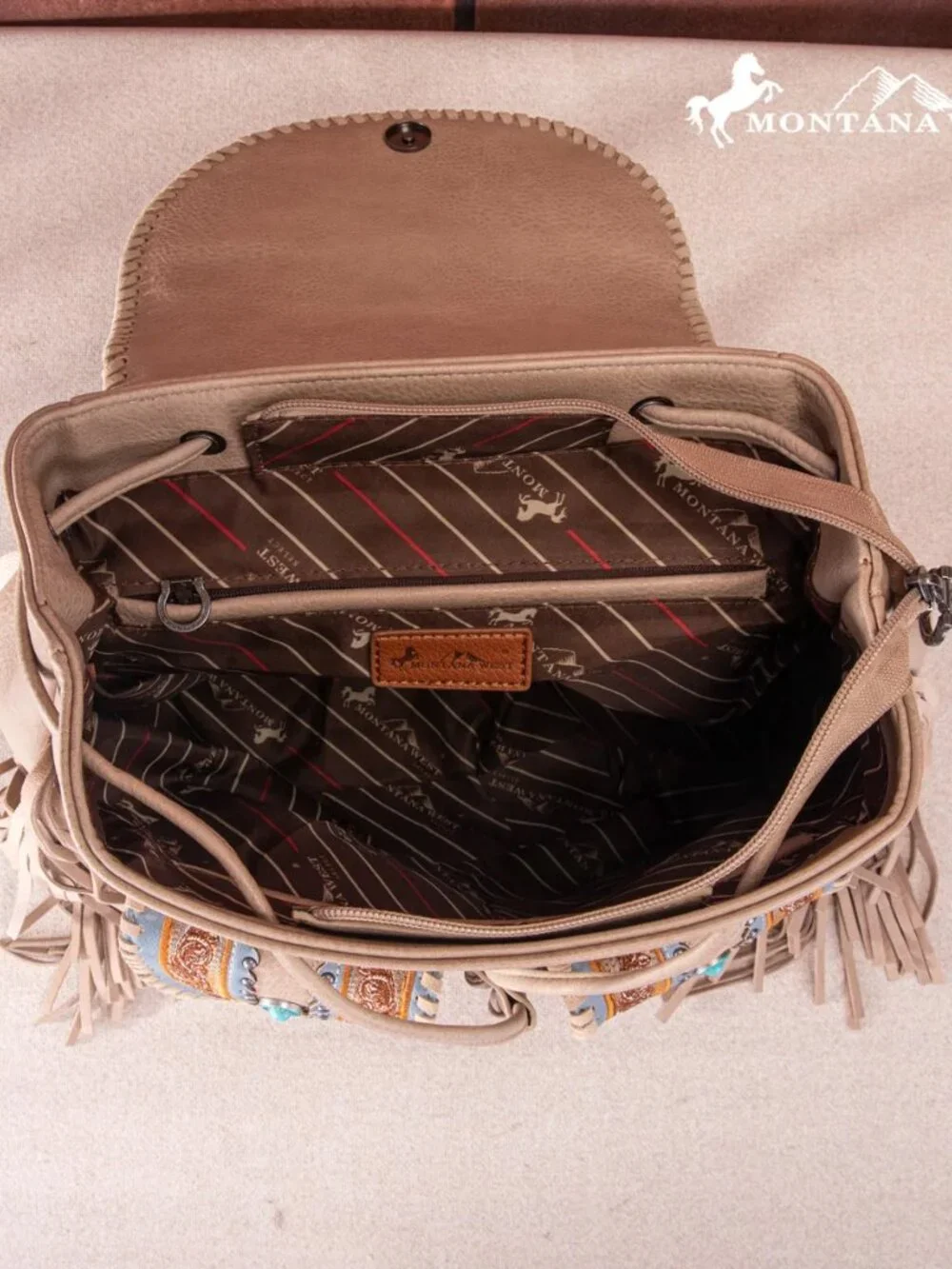 Montana West Floral Embroidered Collection Backpack - Brown